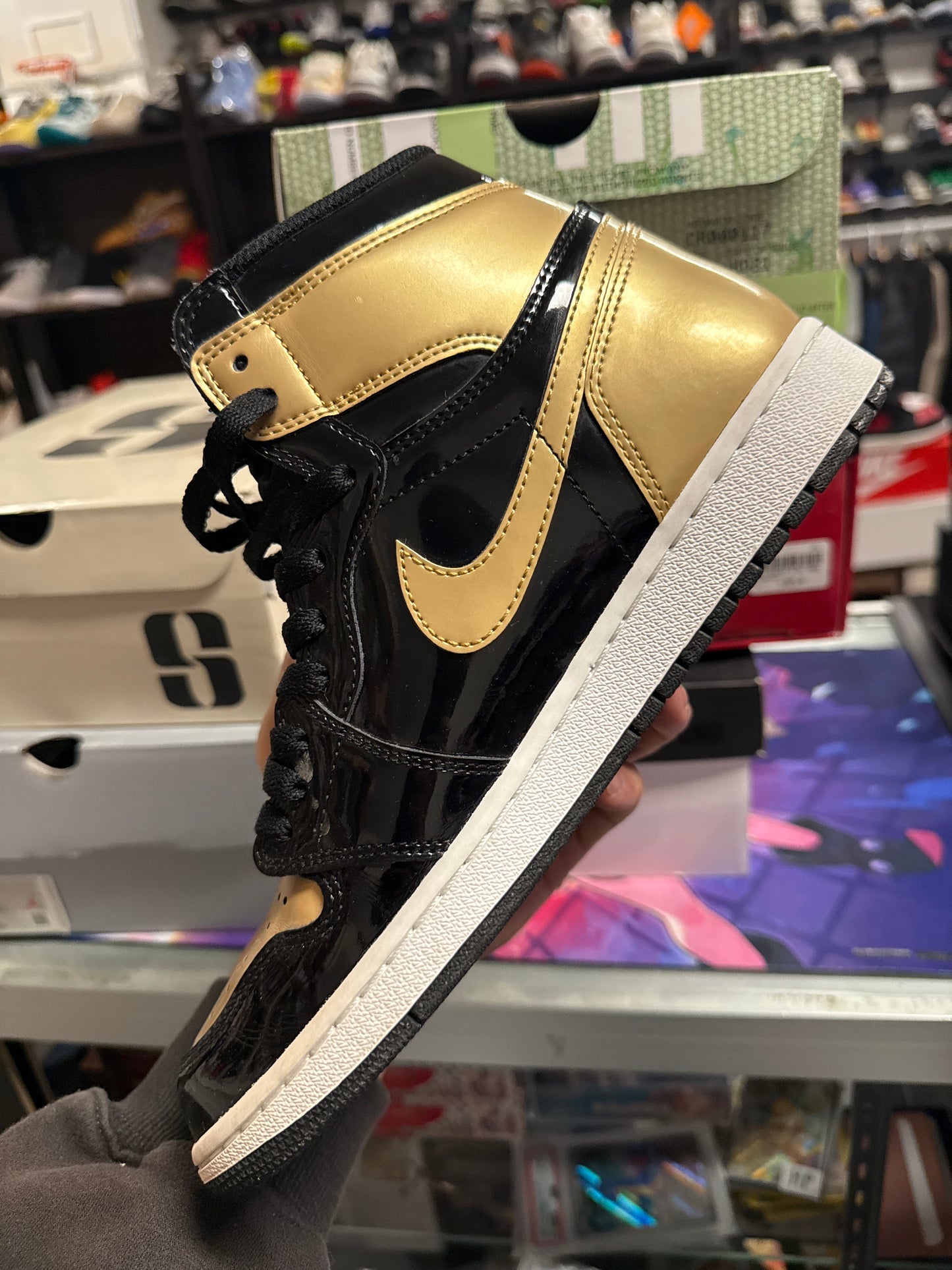 Jordan 1 Retro High NRG Patent Gold Toe (US 9) / USED NO BOX