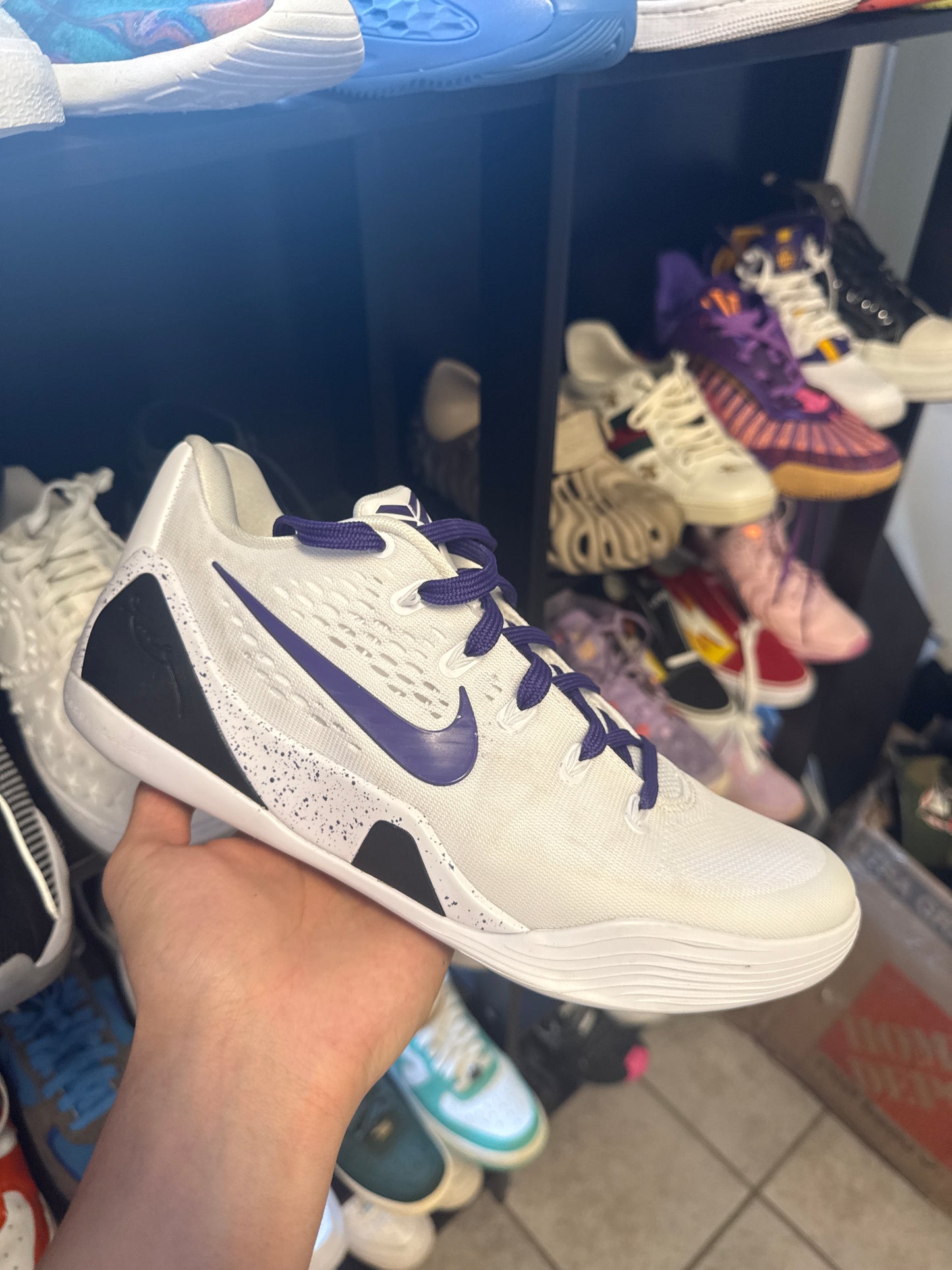 Nike Kobe 9 Elite Low EM Protro White Court Purple (Men's) (US 9) - Used