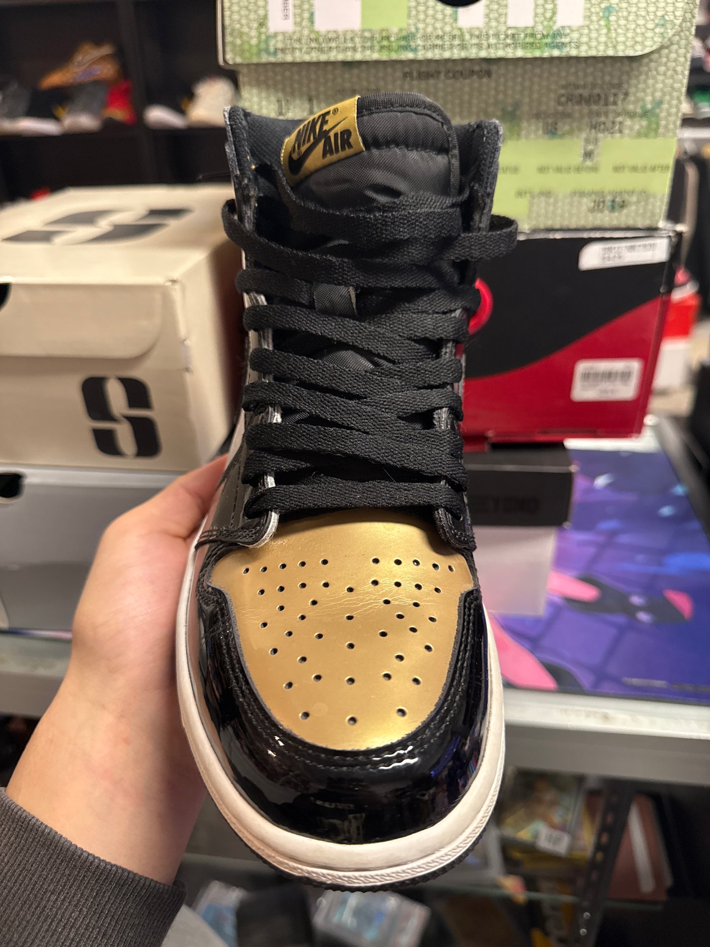 Jordan 1 Retro High NRG Patent Gold Toe (US 9) / USED NO BOX