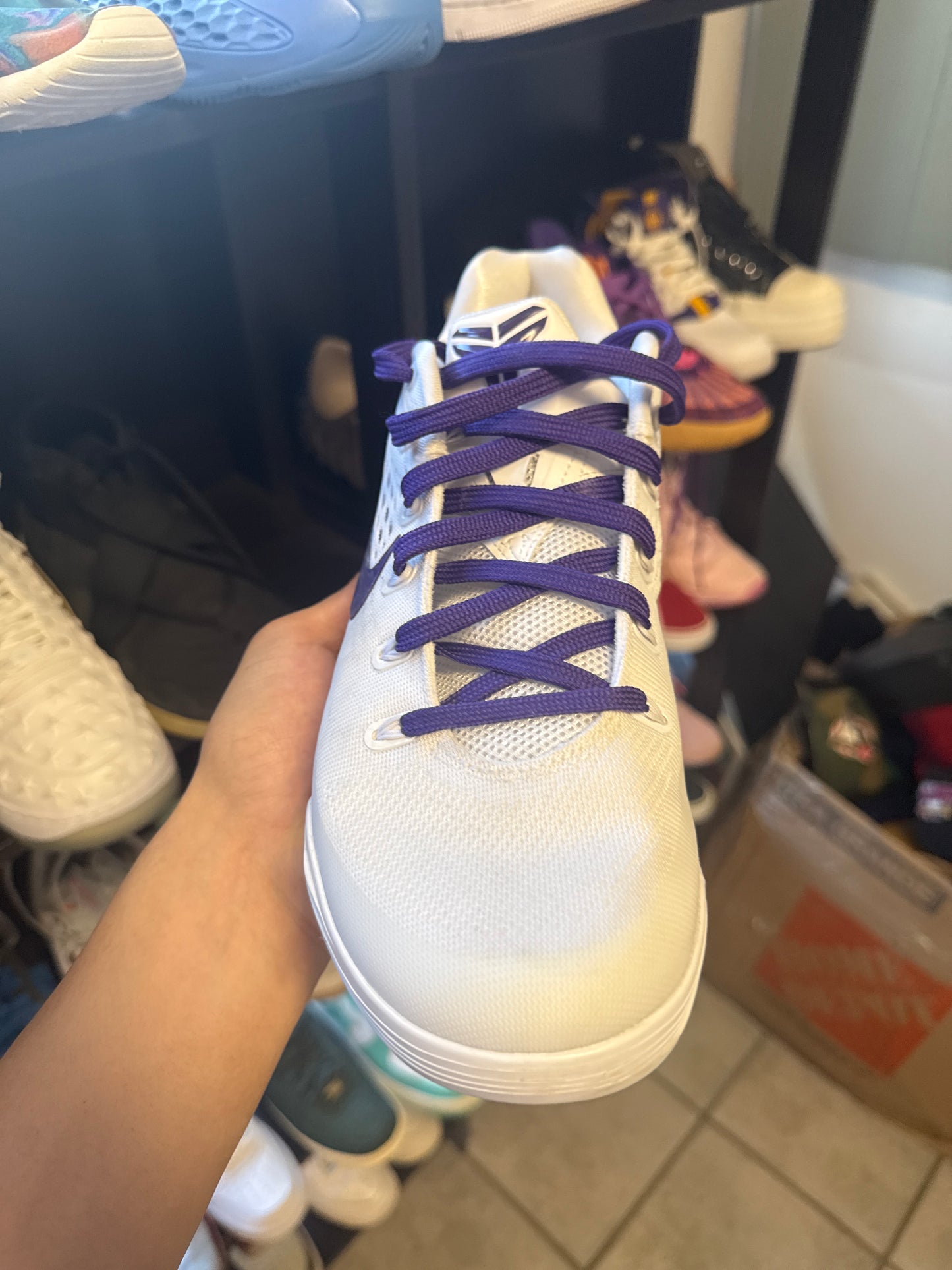 Nike Kobe 9 Elite Low EM Protro White Court Purple (Men's) (US 9) - Used